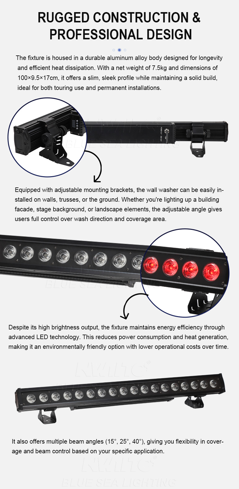 Outdoor 18*18W RGBWA UV 6in1 Pixel Led Wall Washer - BLUESEA